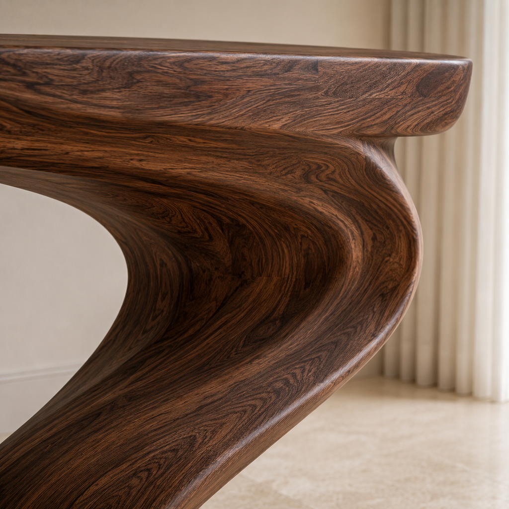 Curved Natural Solid Wood Console Table for Modern Entryway Decor - Woodaven - 5109 - 2