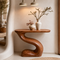 Modern Sculptural Console Table in Natural Solid Wood for Entryway & Hallway - Woodaven - 10