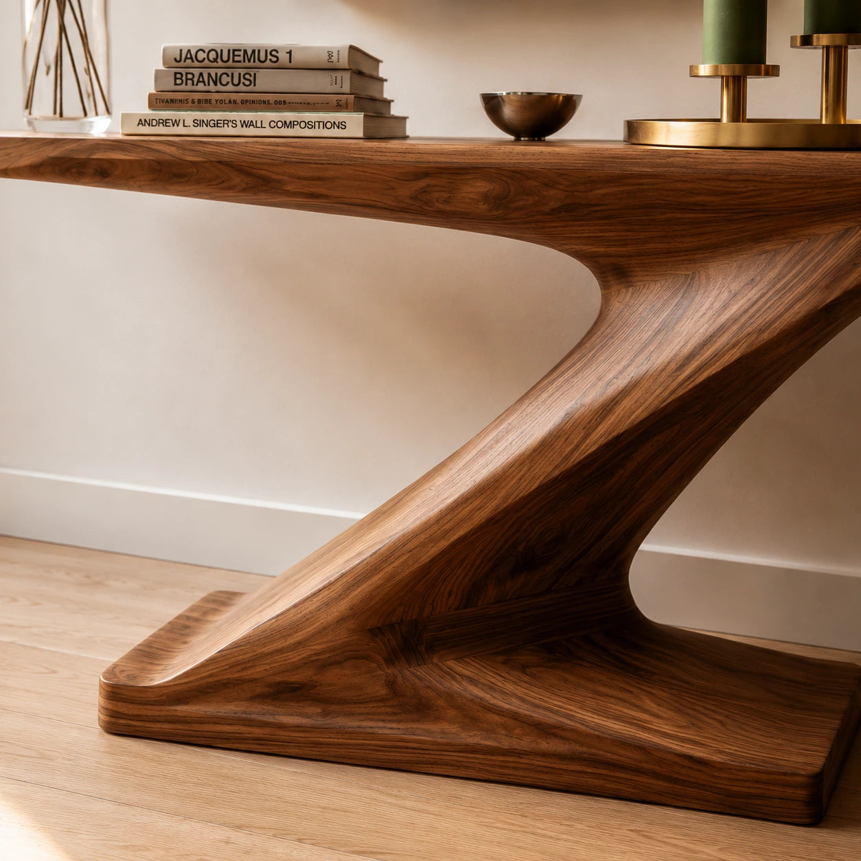 Sculptural Natural Solid Wood Console Table for Modern Entryways - Woodaven - 10