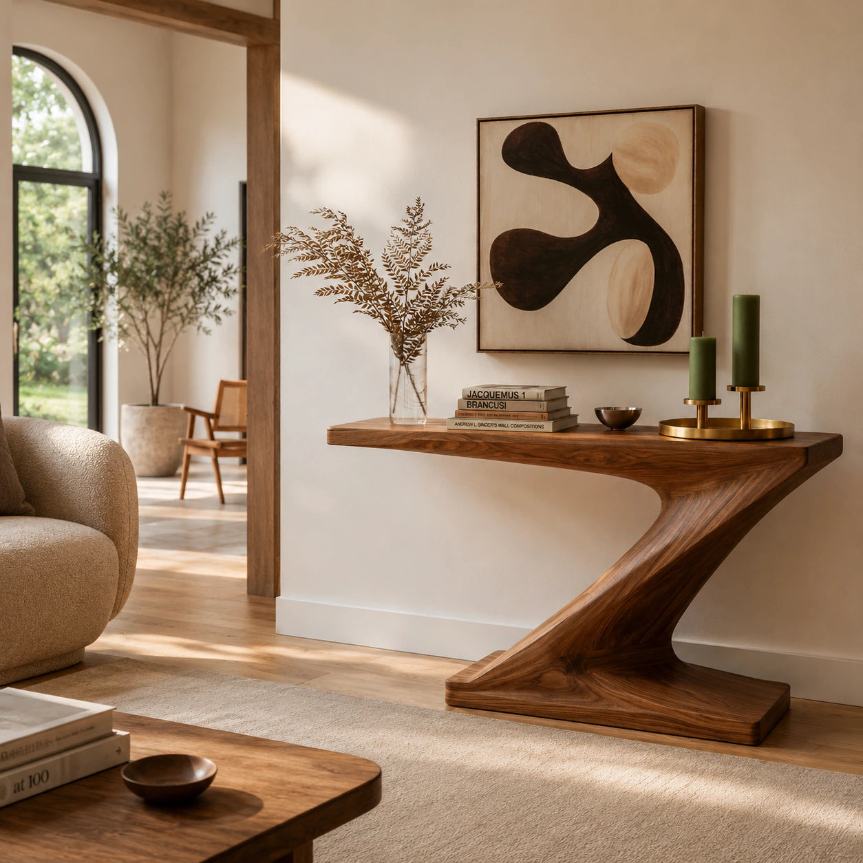Sculptural Natural Solid Wood Console Table for Modern Entryways - Woodaven - 6