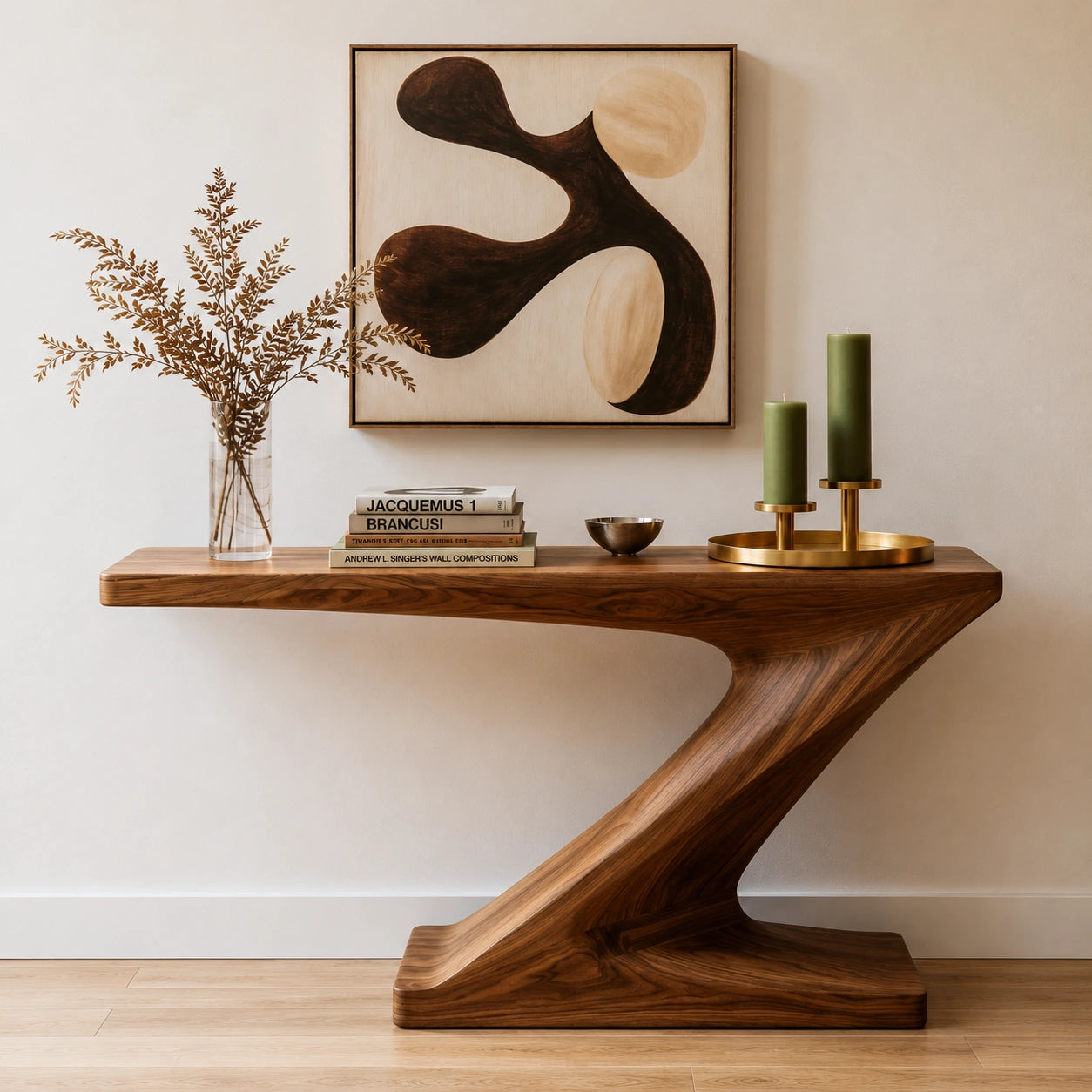 Sculptural Natural Solid Wood Console Table for Modern Entryways - Woodaven - 7