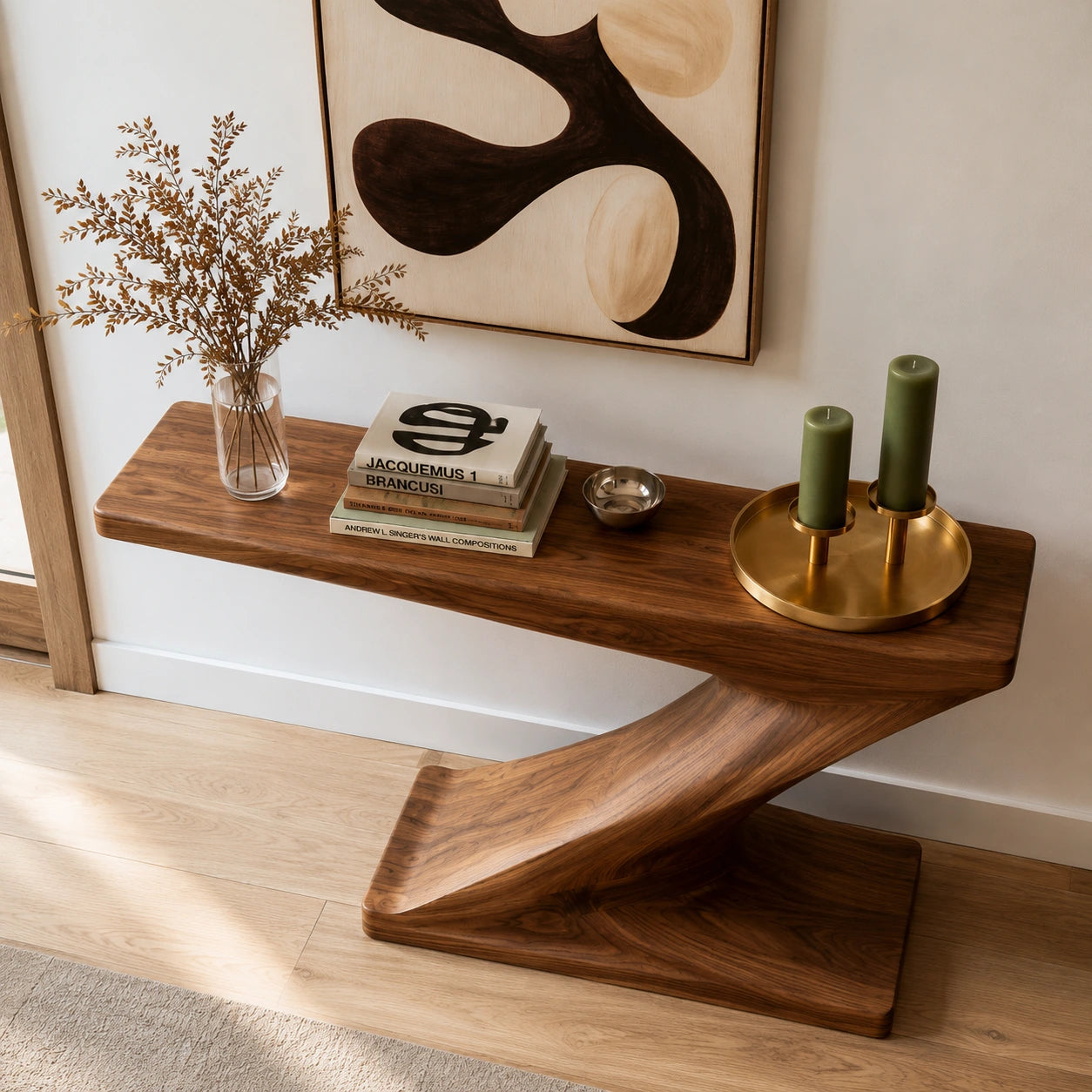 Sculptural Natural Solid Wood Console Table for Modern Entryways - Woodaven - 9